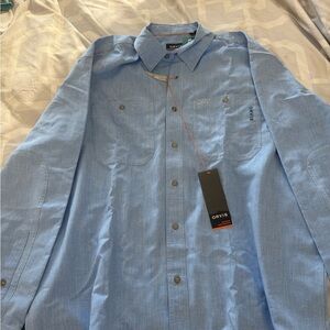 Orvis Men's Light Blue Casual Button Down Shirt